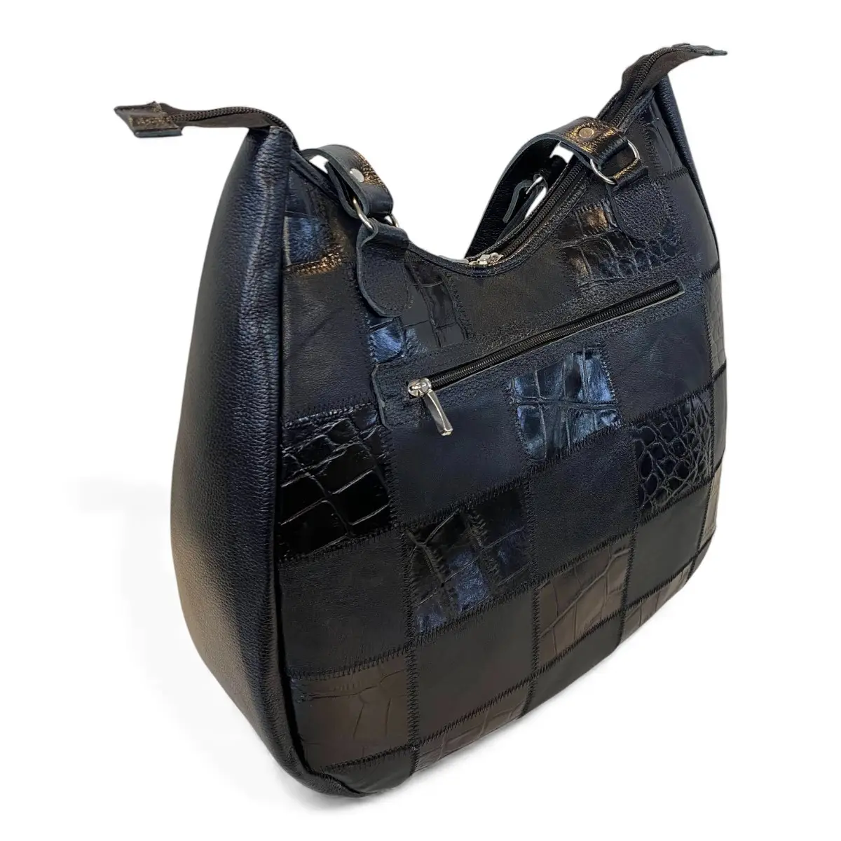 Bolsa Em Retalhos De Couro Legitimo Ombro Grande Feminina - Imagem 23