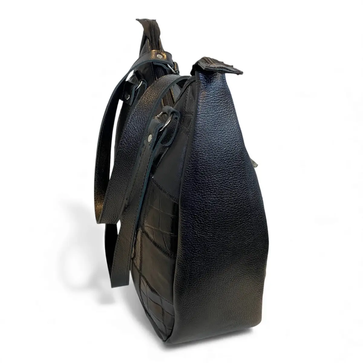 Bolsa Em Retalhos De Couro Legitimo Ombro Grande Feminina - Imagem 24