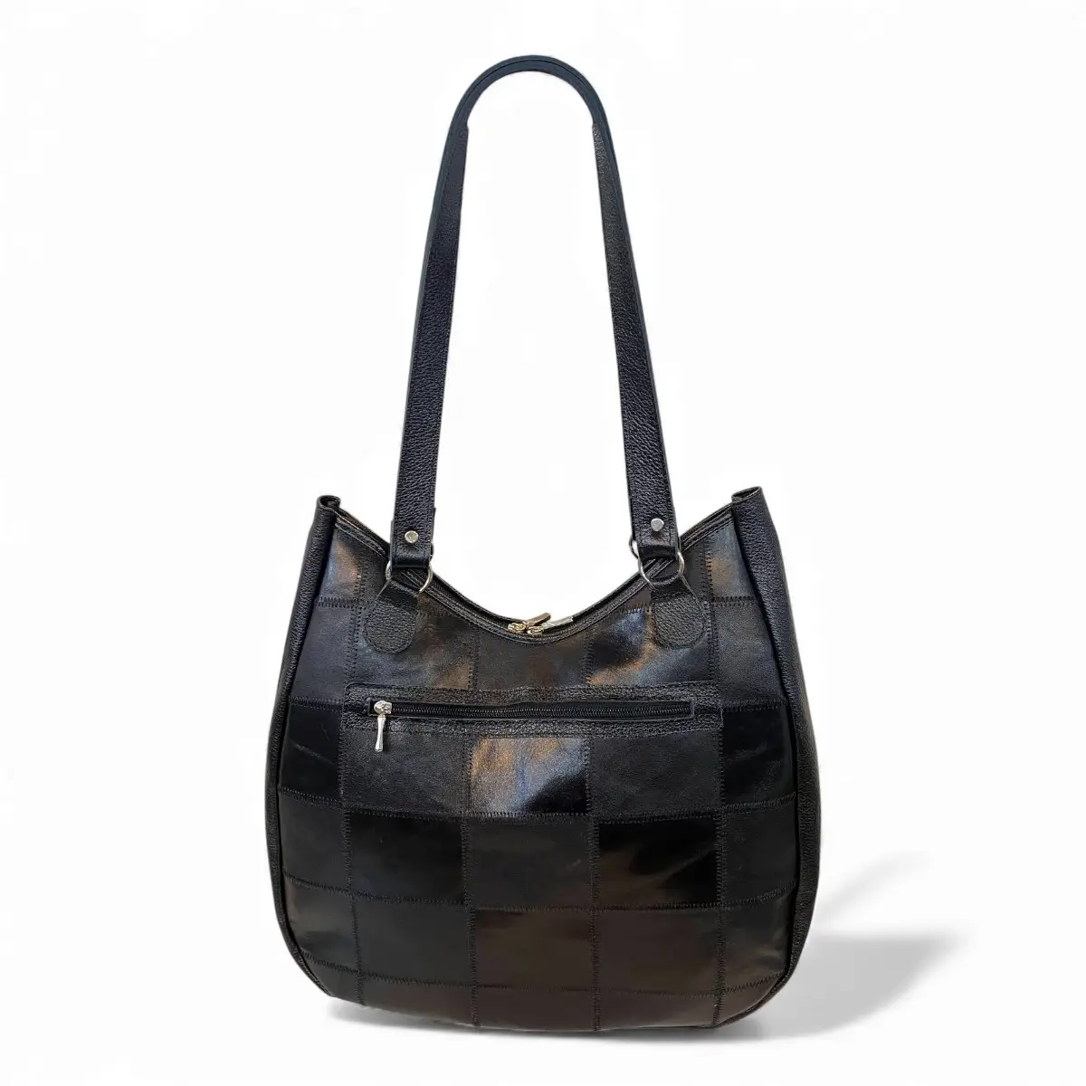 Bolsa Em Retalhos De Couro Legitimo Ombro Grande Feminina - Imagem 26