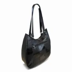 Bolsa Em Retalhos De Couro Legitimo Ombro Grande Feminina
