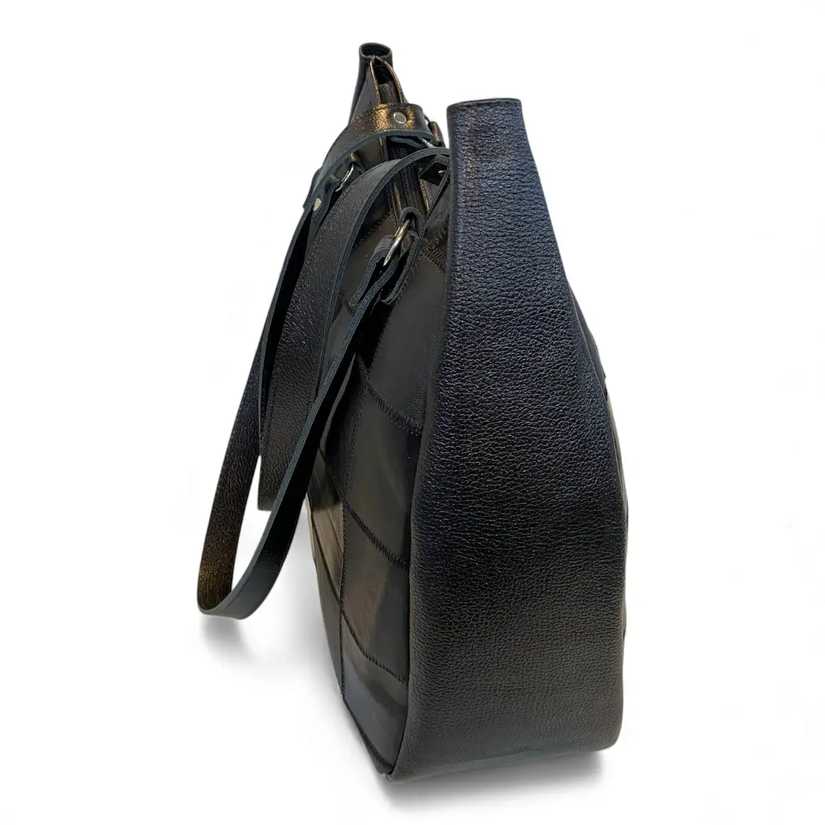 Bolsa Em Retalhos De Couro Legitimo Ombro Grande Feminina - Imagem 31