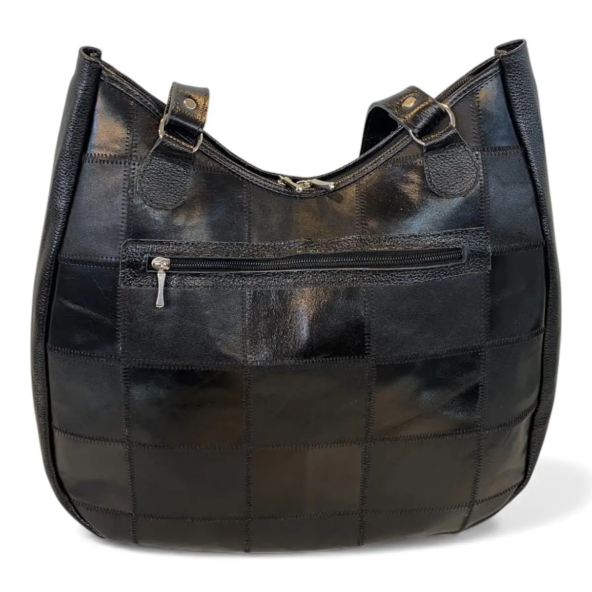 Bolsa Em Retalhos De Couro Legitimo Ombro Grande Feminina - Imagem 32