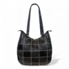 Bolsa Em Retalhos De Couro Legitimo Ombro Grande Feminina - Thumbnail Image 14