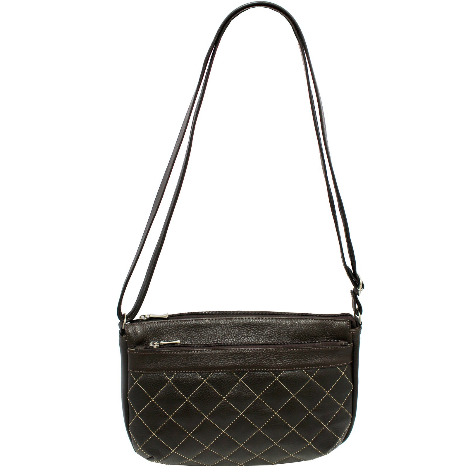 Bolsa Feminina Couro Transversal 4 Zíperes Matelassê Casual - Imagem 11