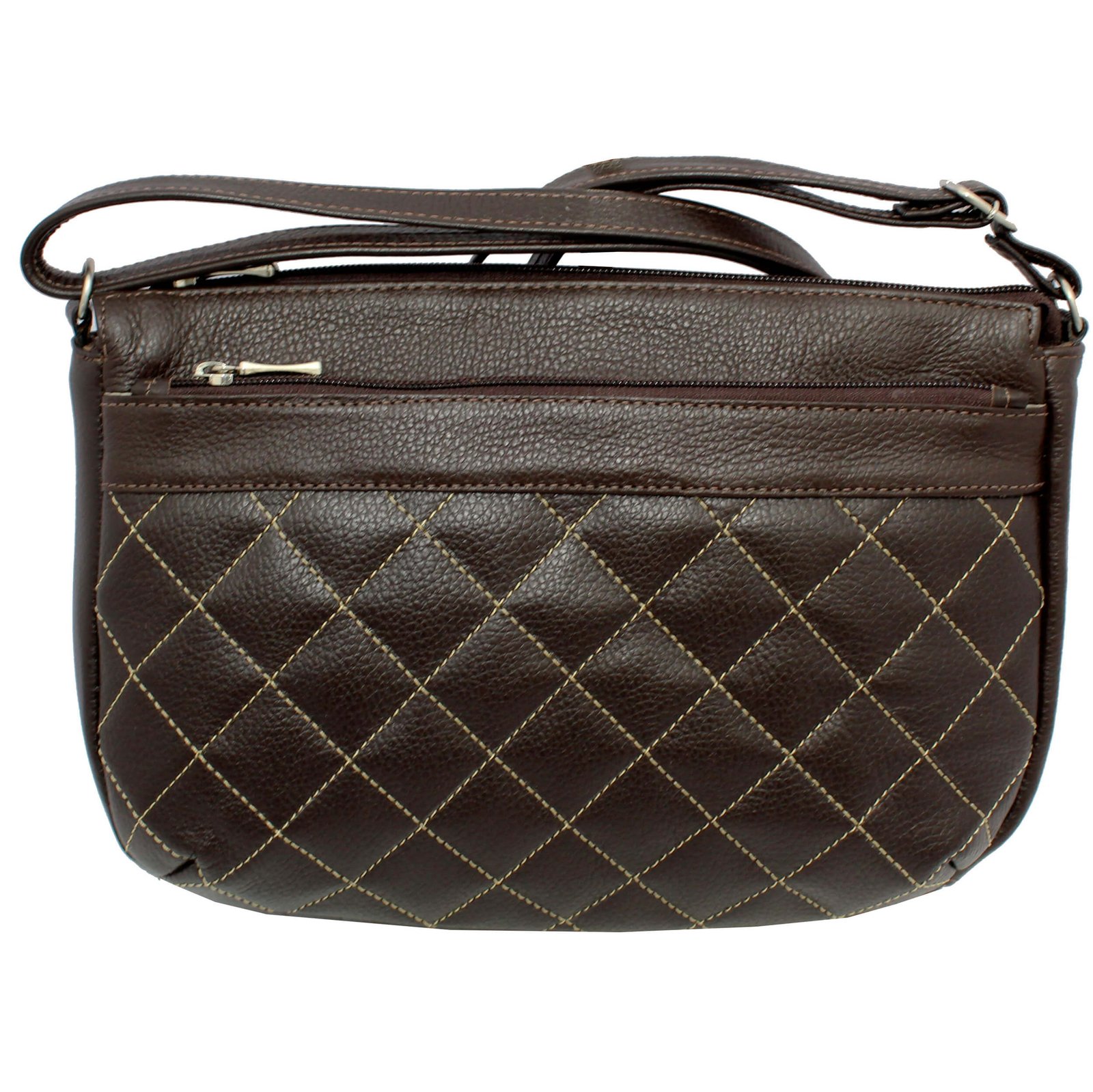 Bolsa Feminina Couro Transversal 4 Zíperes Matelassê Casual - Imagem 15