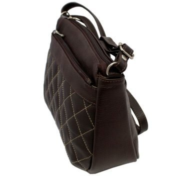 Bolsa Feminina Couro Transversal 4 Zíperes Matelassê Casual - Image 12
