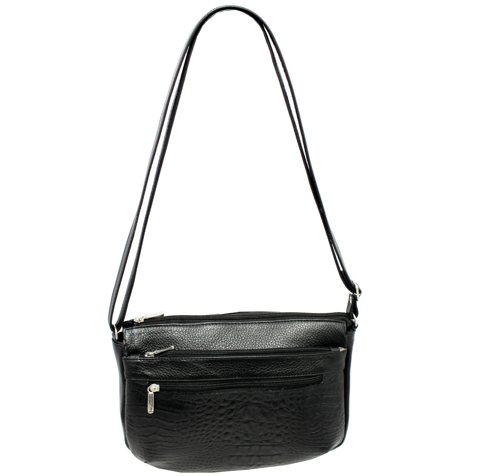 Bolsa Feminina Couro Transversal 4 Zíperes Lisa Casual - Imagem 36