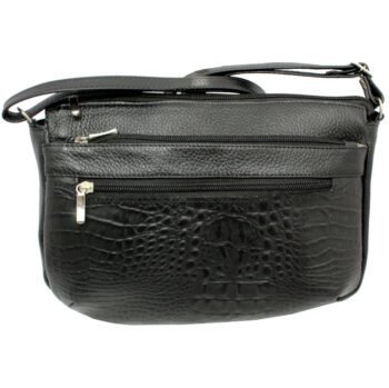 Bolsa Feminina Couro Transversal 4 Zíperes Bls094 Croco Casual - Image 6