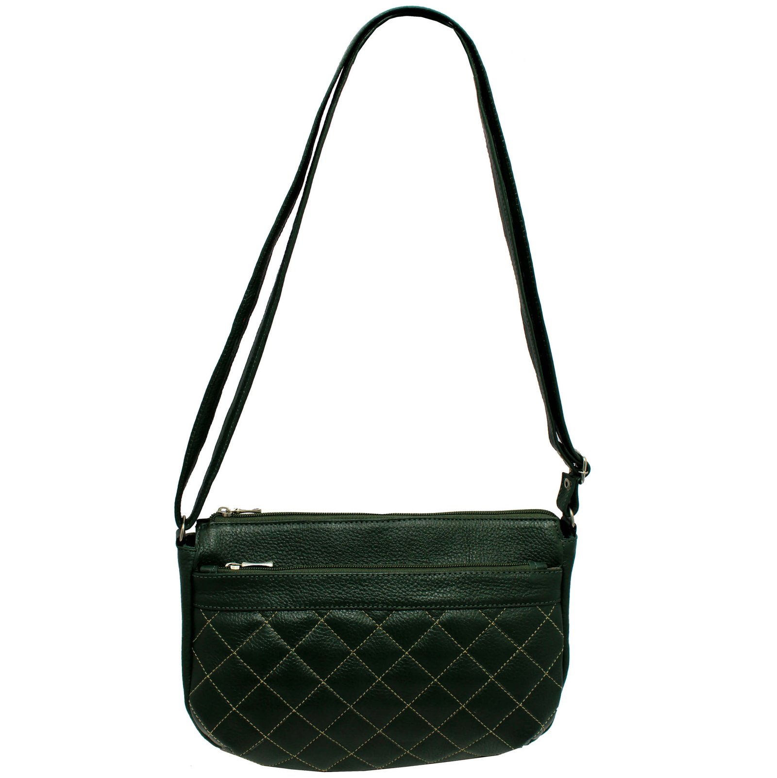 Bolsa Feminina Couro Transversal 4 Zíperes Matelassê Casual - Imagem 2