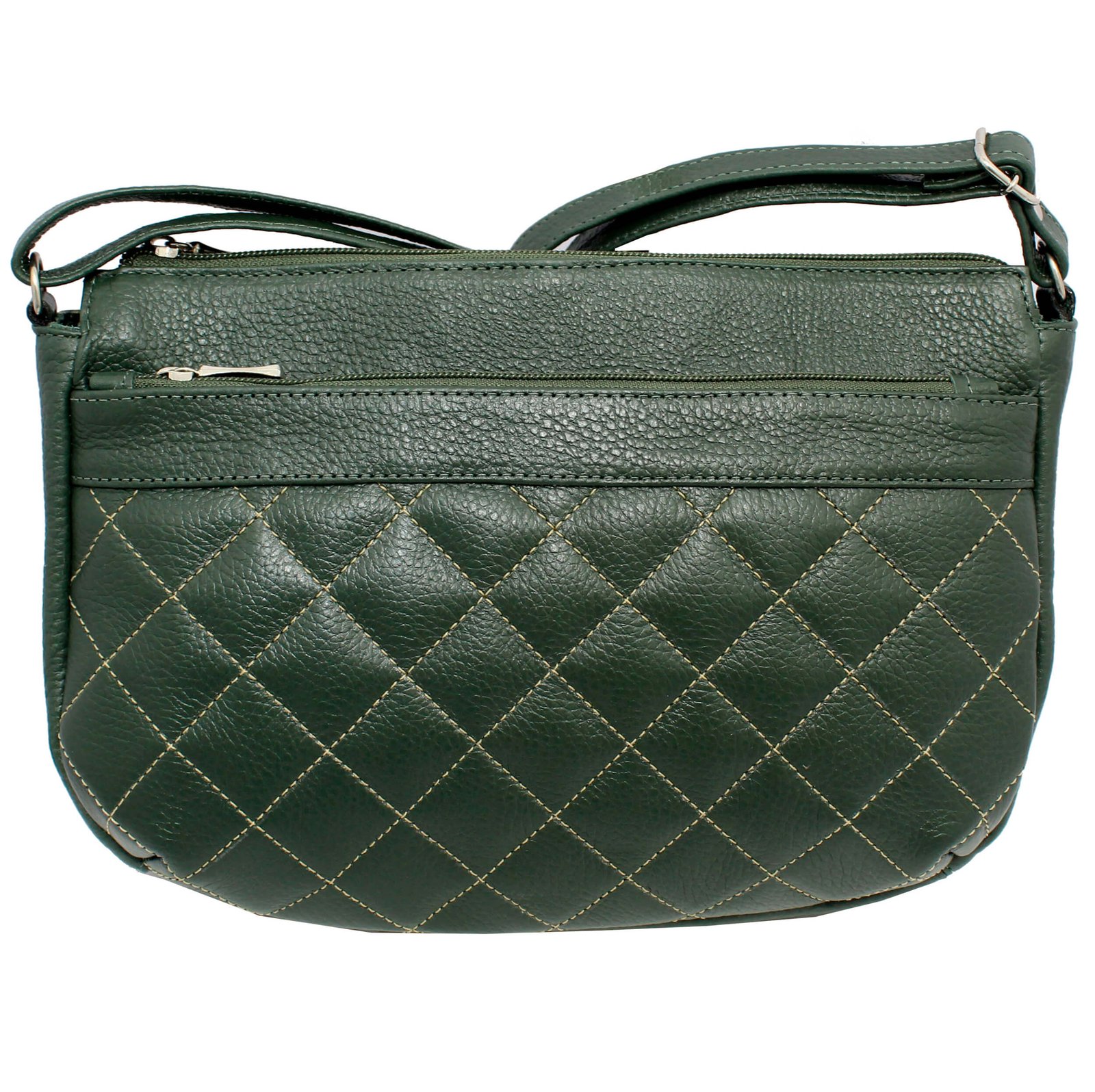 Bolsa Feminina Couro Transversal 4 Zíperes Matelassê Casual - Imagem 10