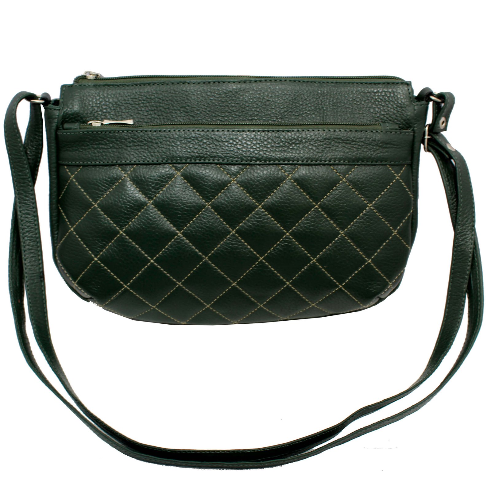 Bolsa Feminina Couro Transversal 4 Zíperes Matelassê Casual