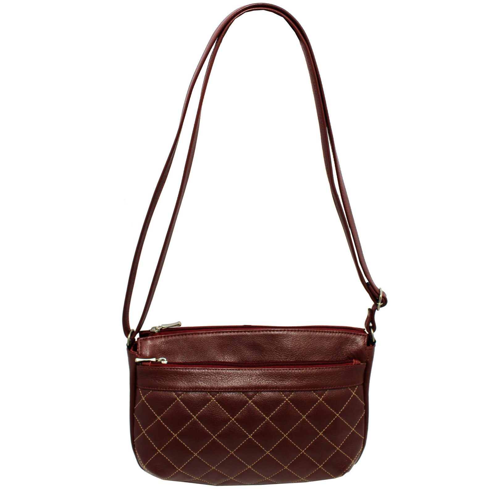 Bolsa Feminina Couro Transversal 4 Zíperes Matelassê Casual - Imagem 7