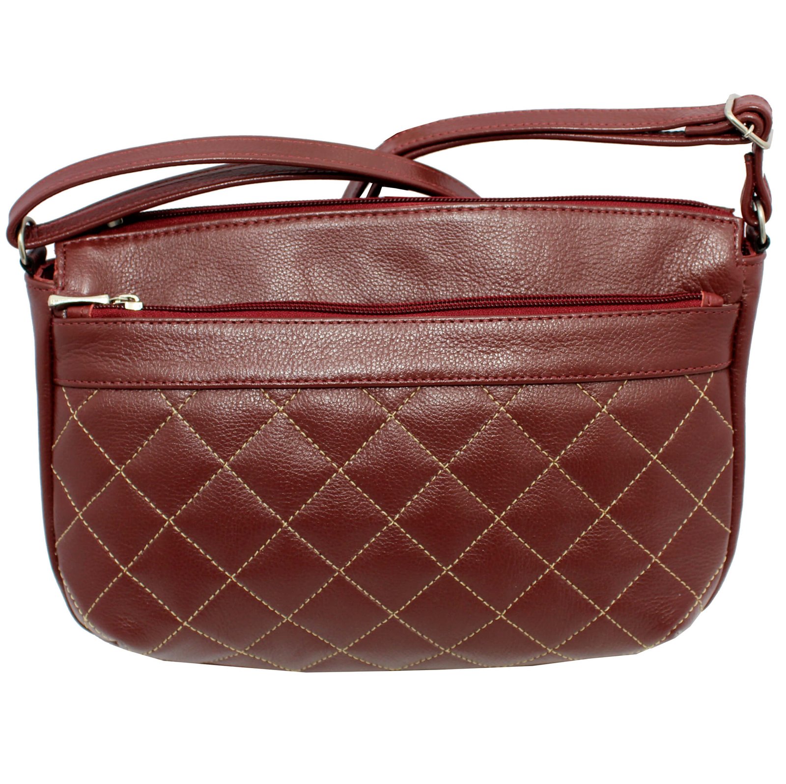 Bolsa Feminina Couro Transversal 4 Zíperes Matelassê Casual - Imagem 6