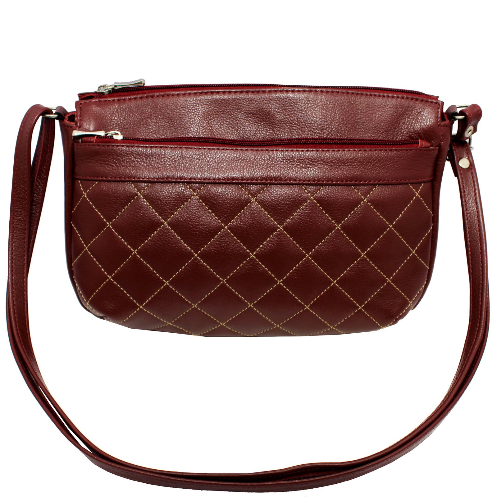 Bolsa Feminina Couro Transversal 4 Zíperes Matelassê Casual - Imagem 5