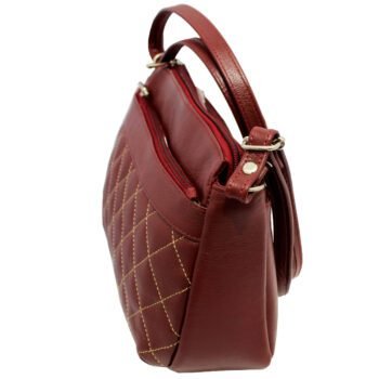Bolsa Feminina Couro Transversal 4 Zíperes Matelassê Casual - Image 4