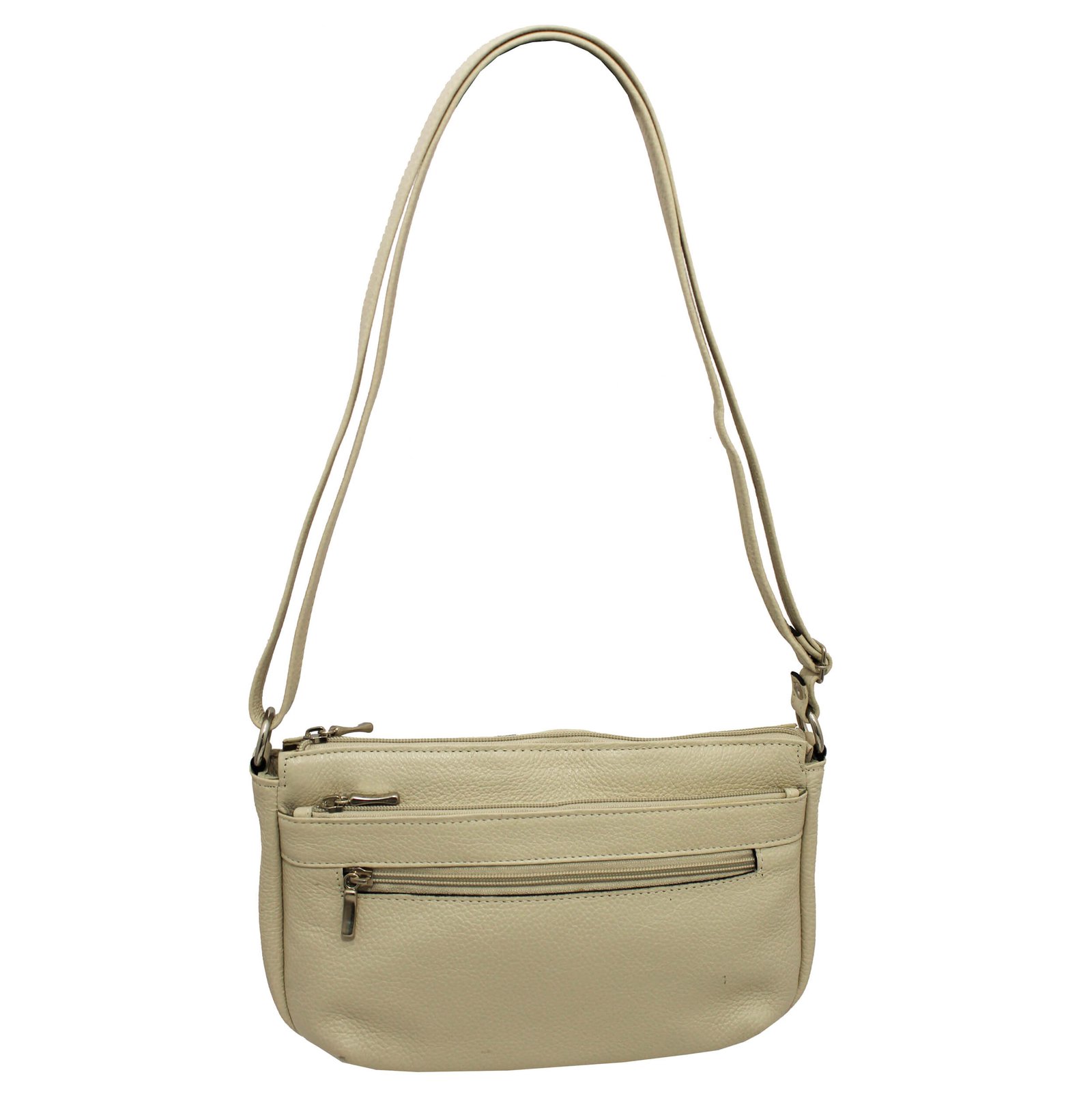 Bolsa Feminina Couro Transversal 4 Zíperes Lisa Casual - Imagem 2