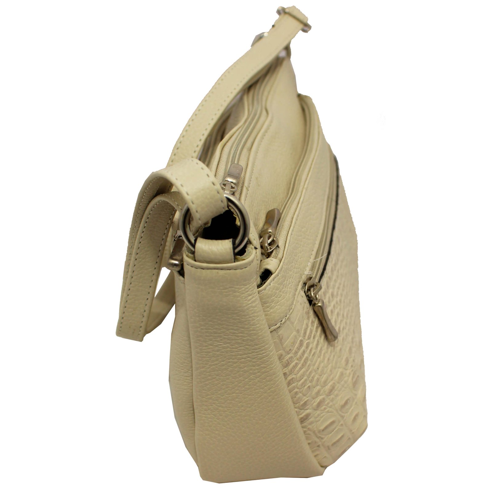 Bolsa Feminina Couro Transversal 4 Zíperes Lisa Casual - Imagem 24