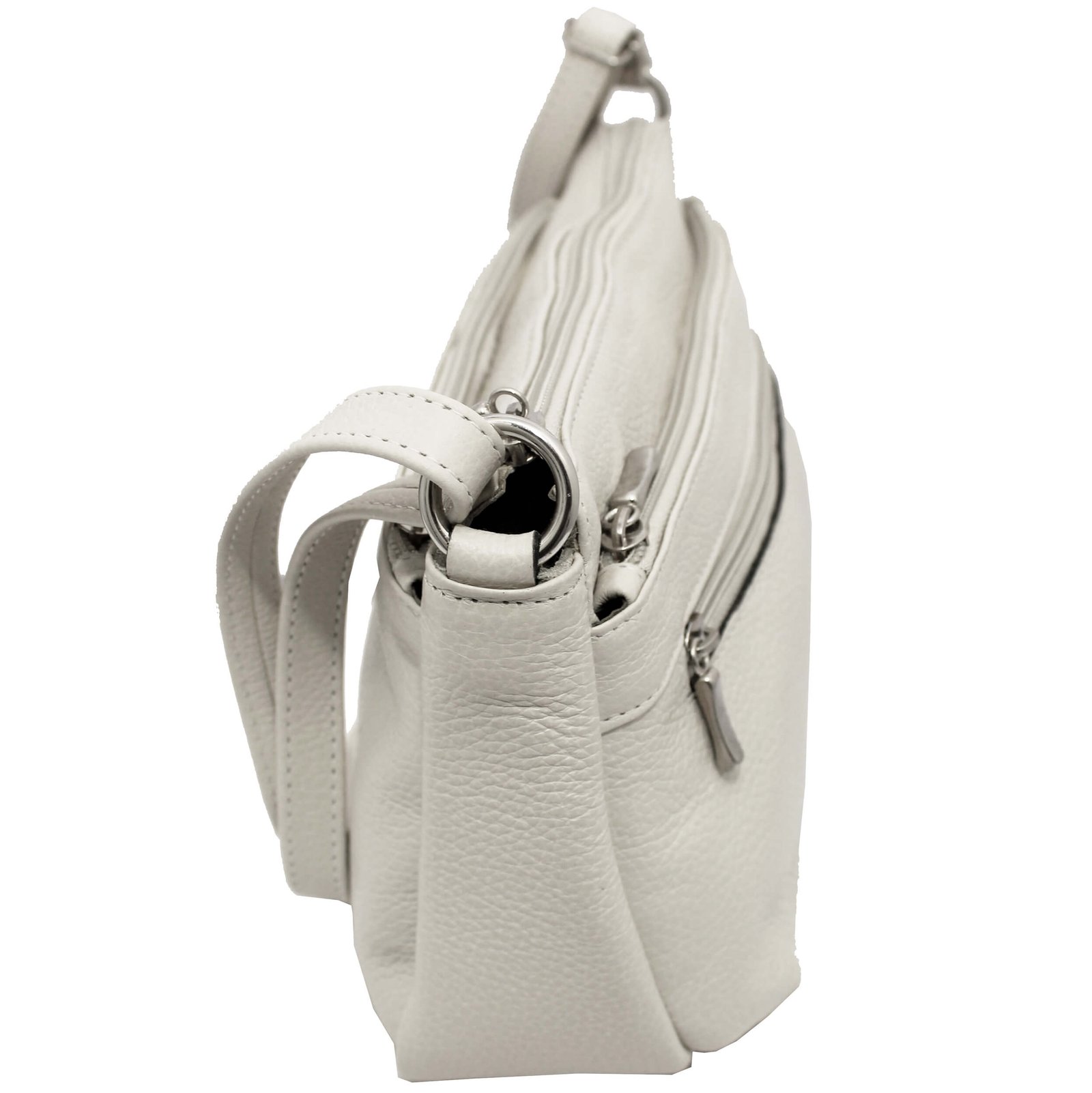 Bolsa Feminina Couro Transversal 4 Zíperes Lisa Casual - Imagem 18