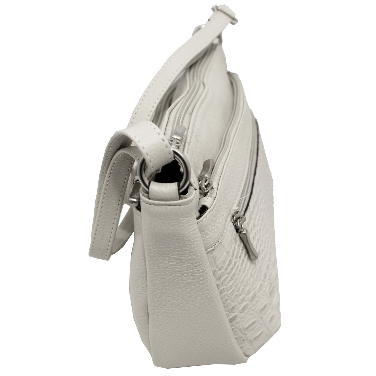 Bolsa Feminina Couro Transversal 4 Zíperes Lisa Casual - Imagem 17