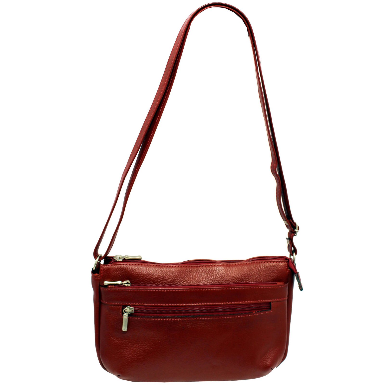 Bolsa Feminina Couro Transversal 4 Zíperes Lisa Casual - Imagem 16