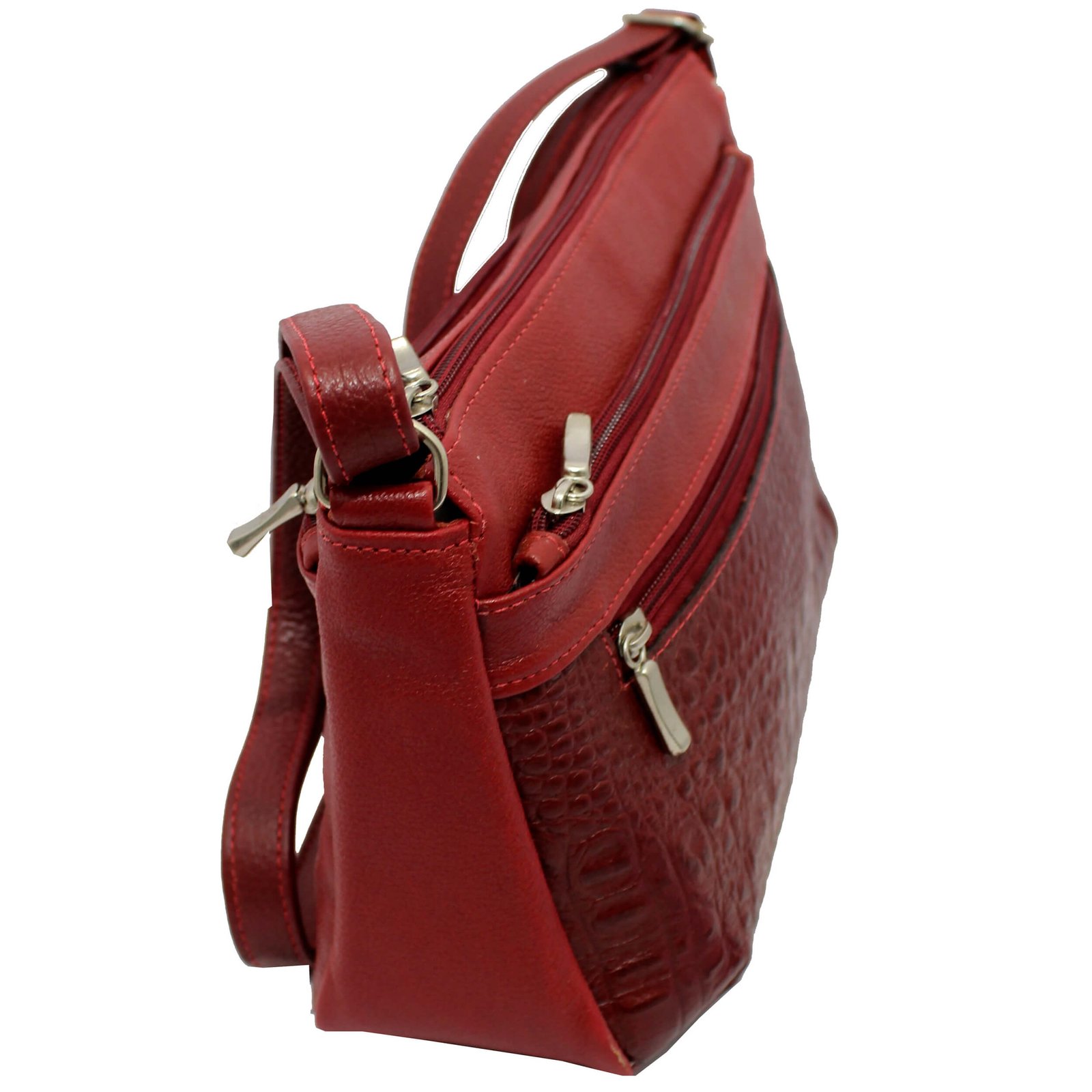 Bolsa Feminina Couro Transversal 4 Zíperes Lisa Casual - Imagem 9