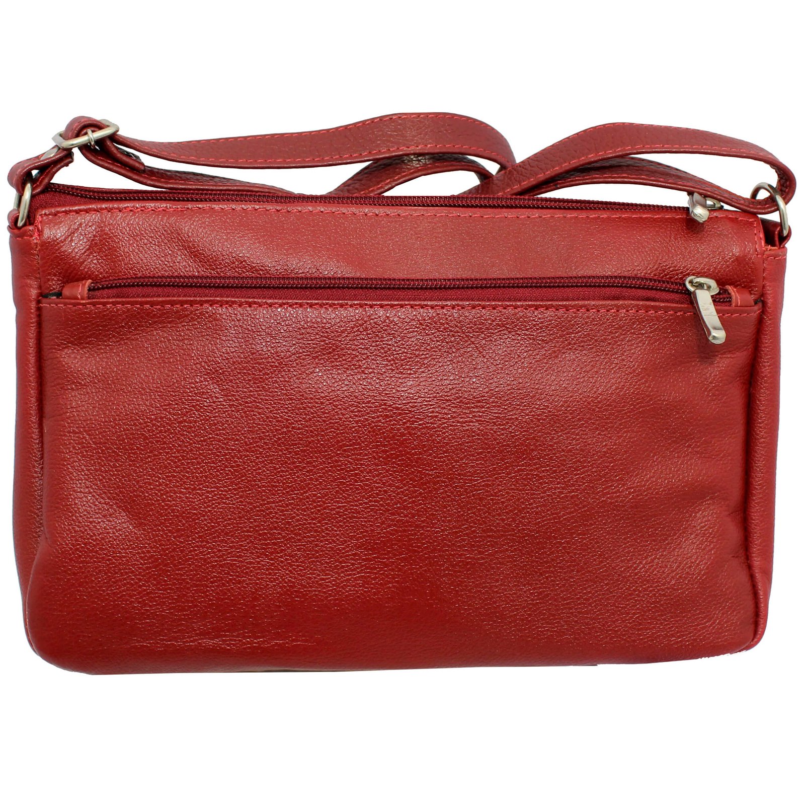 Bolsa Feminina Couro Transversal 4 Zíperes Lisa Casual - Imagem 8