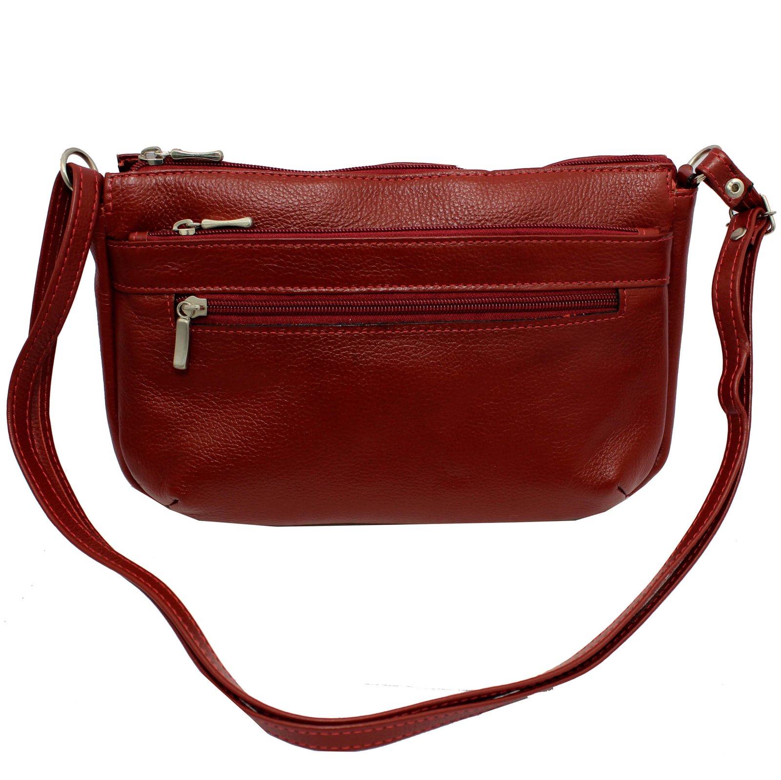 Bolsa Feminina Couro Transversal 4 Zíperes Lisa Casual - Imagem 14