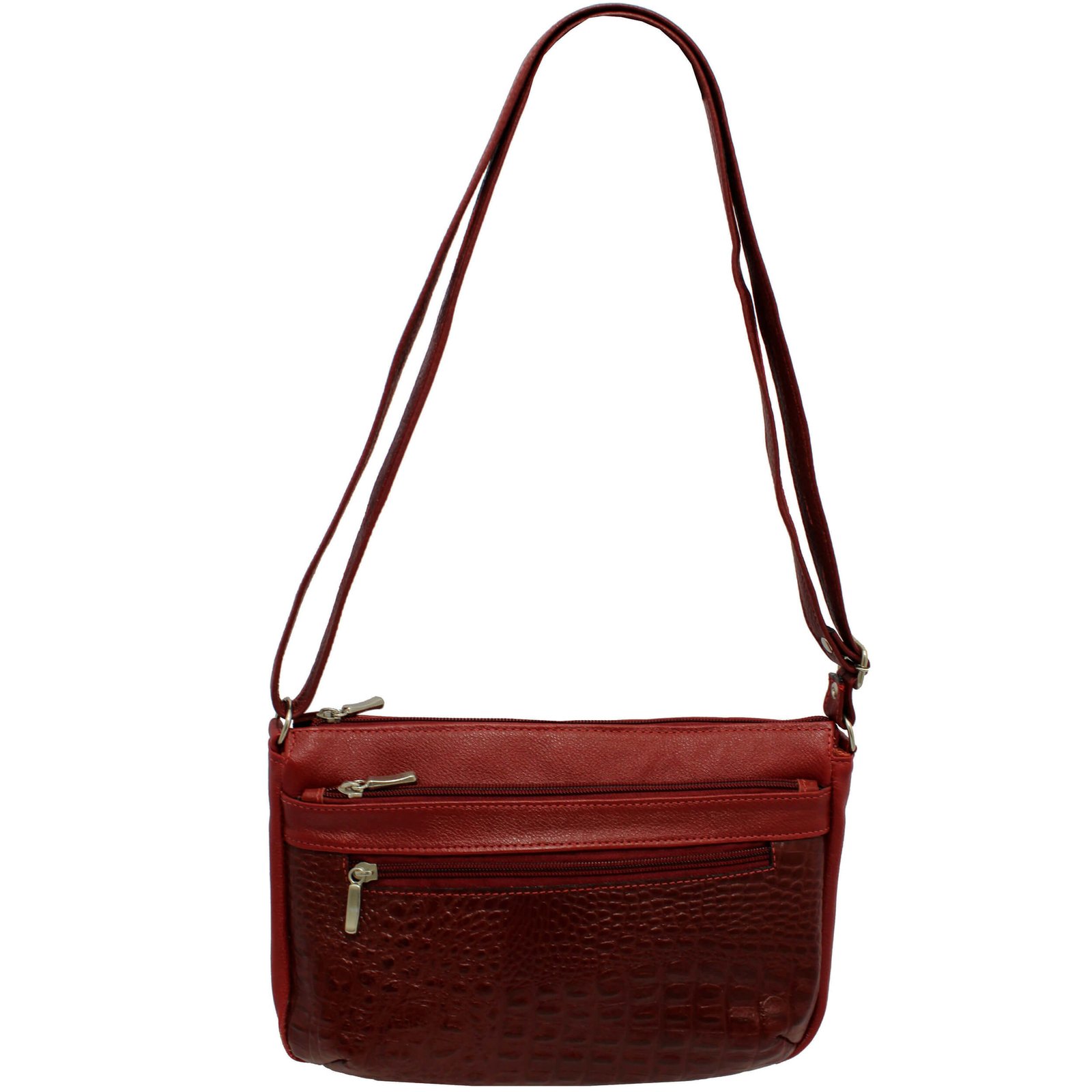 Bolsa Feminina Couro Transversal 4 Zíperes Lisa Casual - Imagem 12