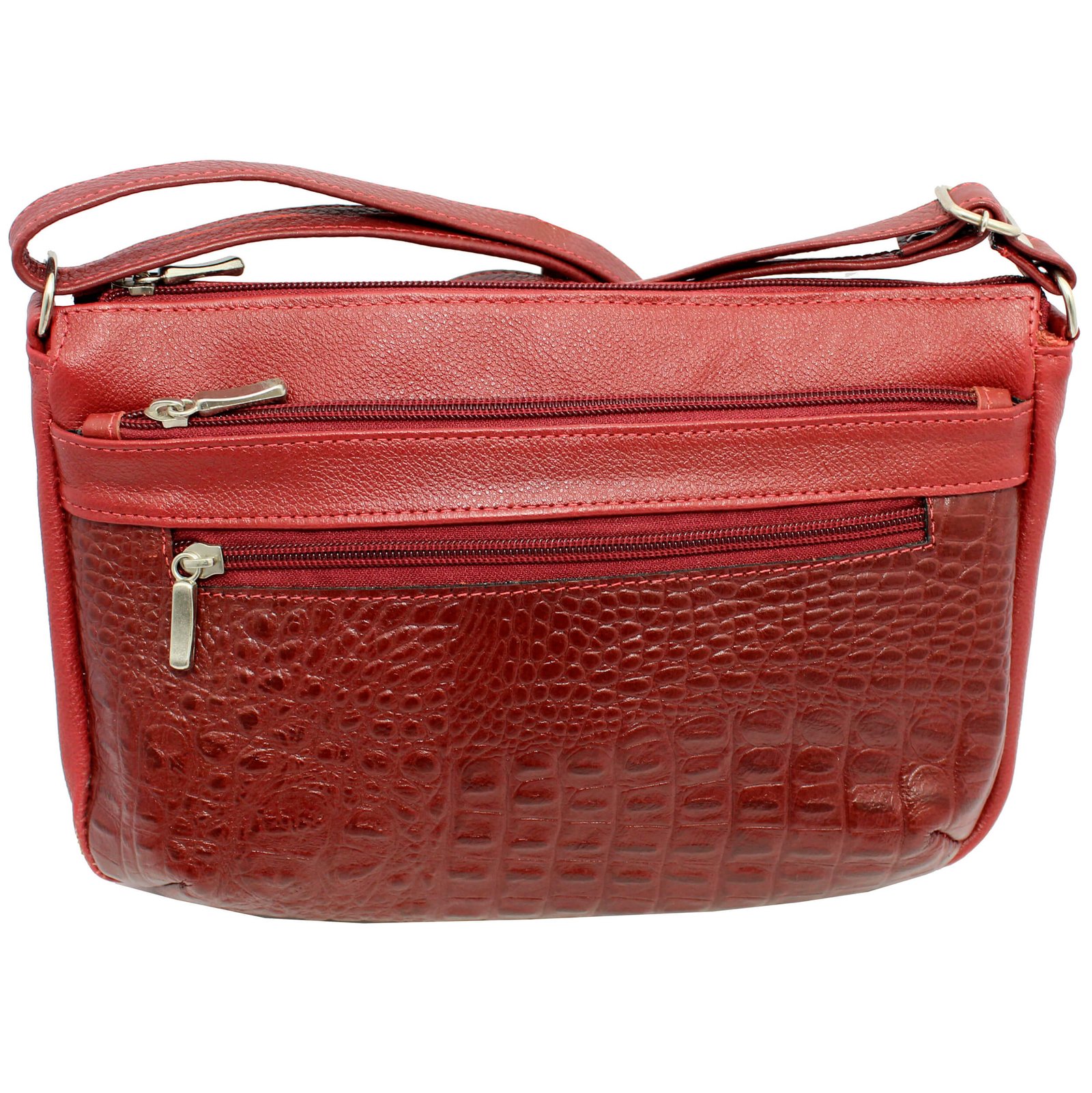 Bolsa Feminina Couro Transversal 4 Zíperes Lisa Casual - Imagem 11