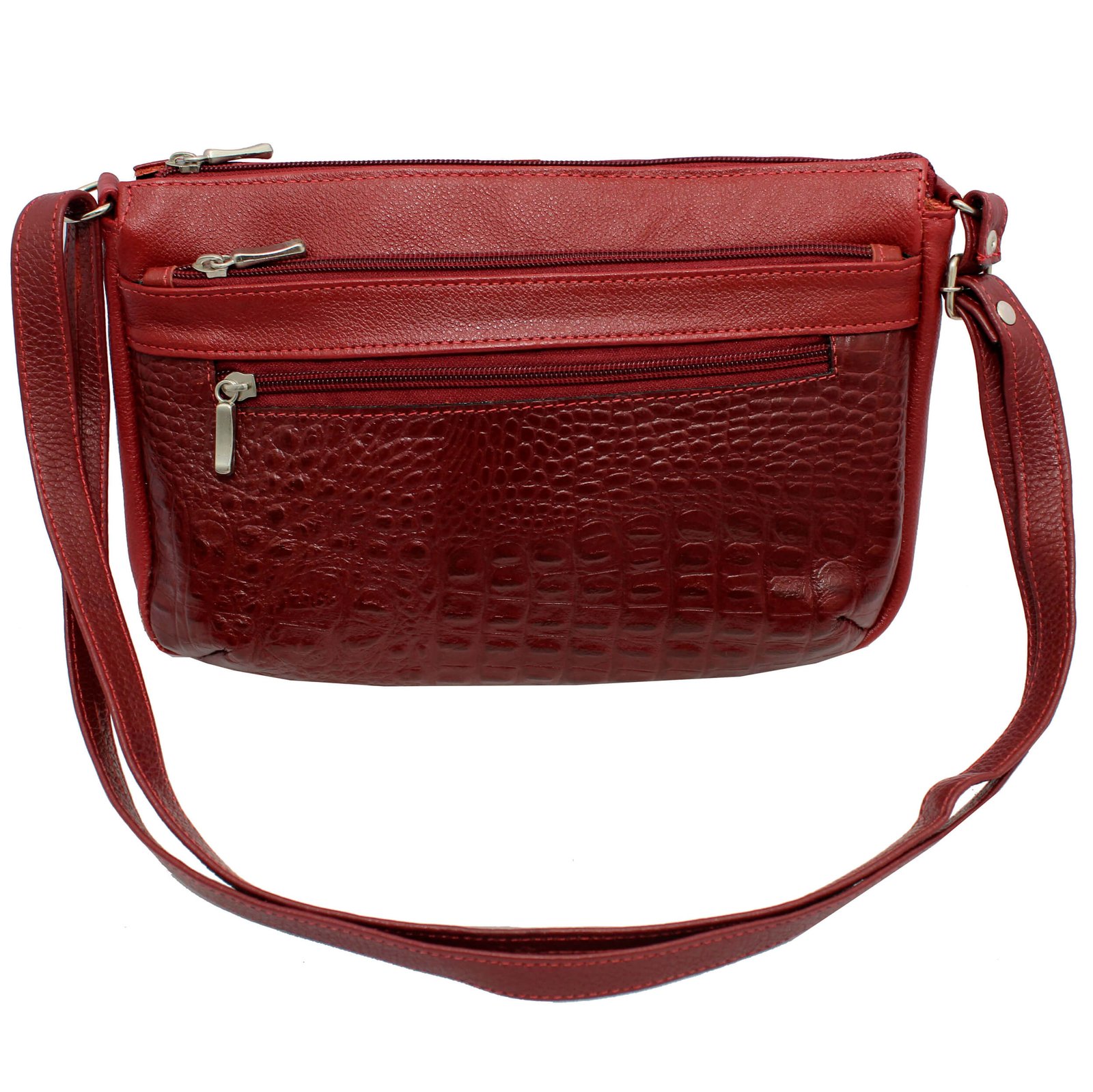 Bolsa Feminina Couro Transversal 4 Zíperes Lisa Casual - Imagem 10