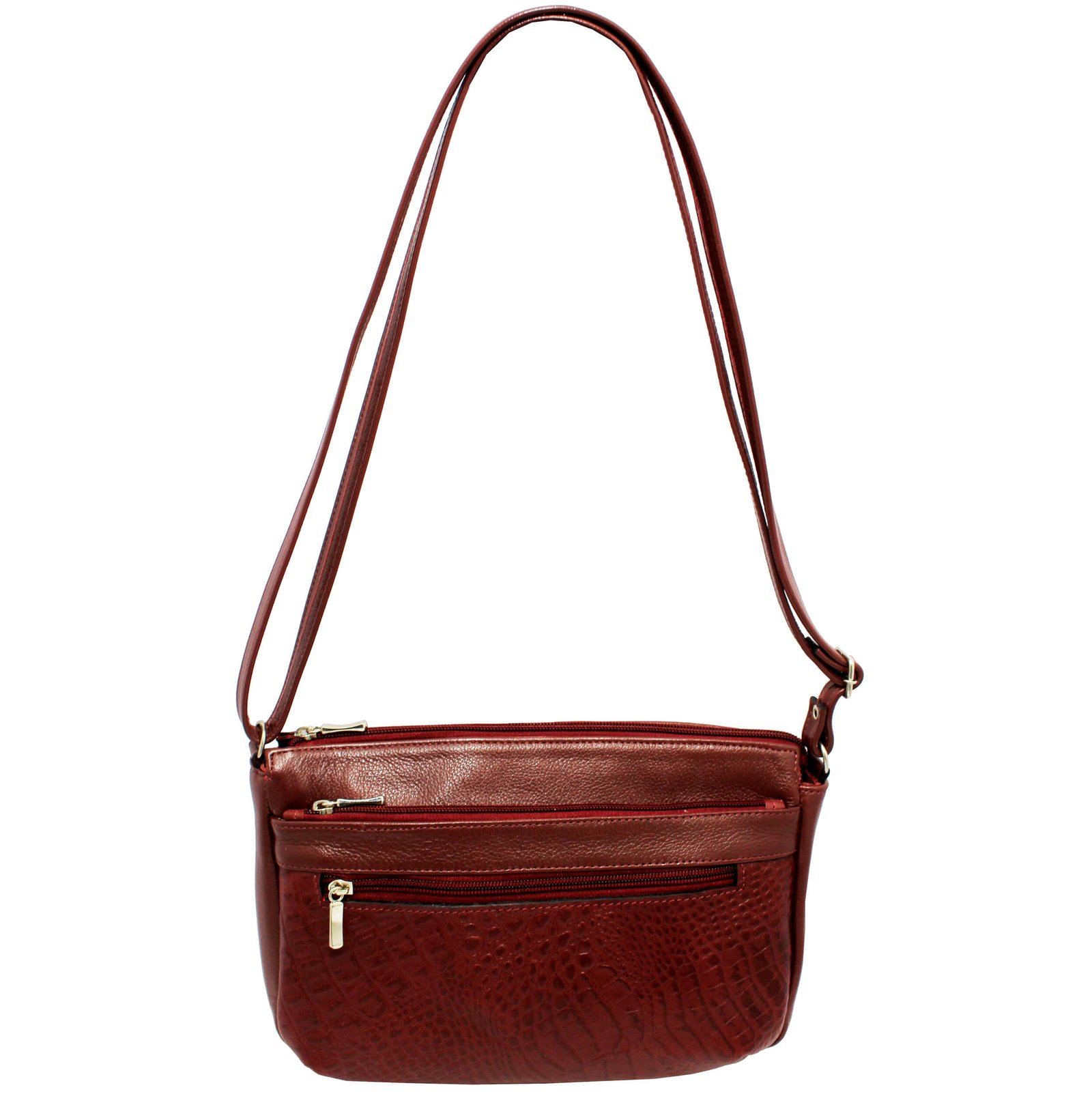 Bolsa Feminina Couro Transversal 4 Zíperes Lisa Casual - Imagem 7