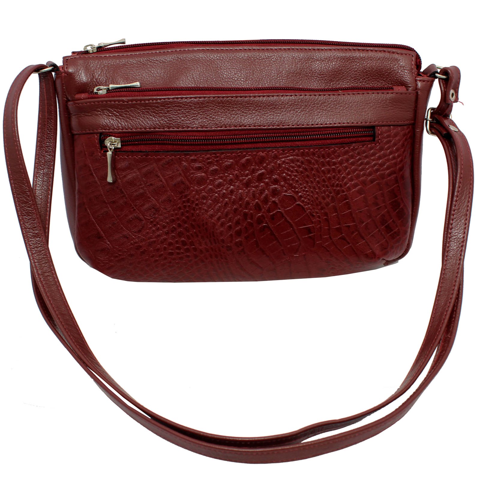 Bolsa Feminina Couro Transversal 4 Zíperes Lisa Casual - Imagem 6