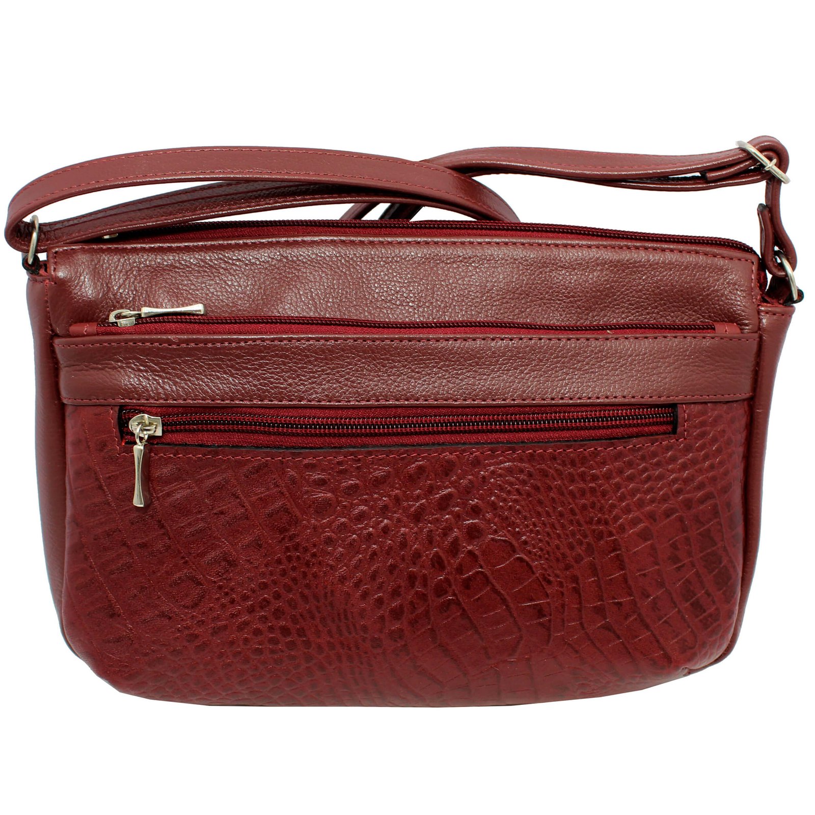 Bolsa Feminina Couro Transversal 4 Zíperes Lisa Casual - Imagem 5