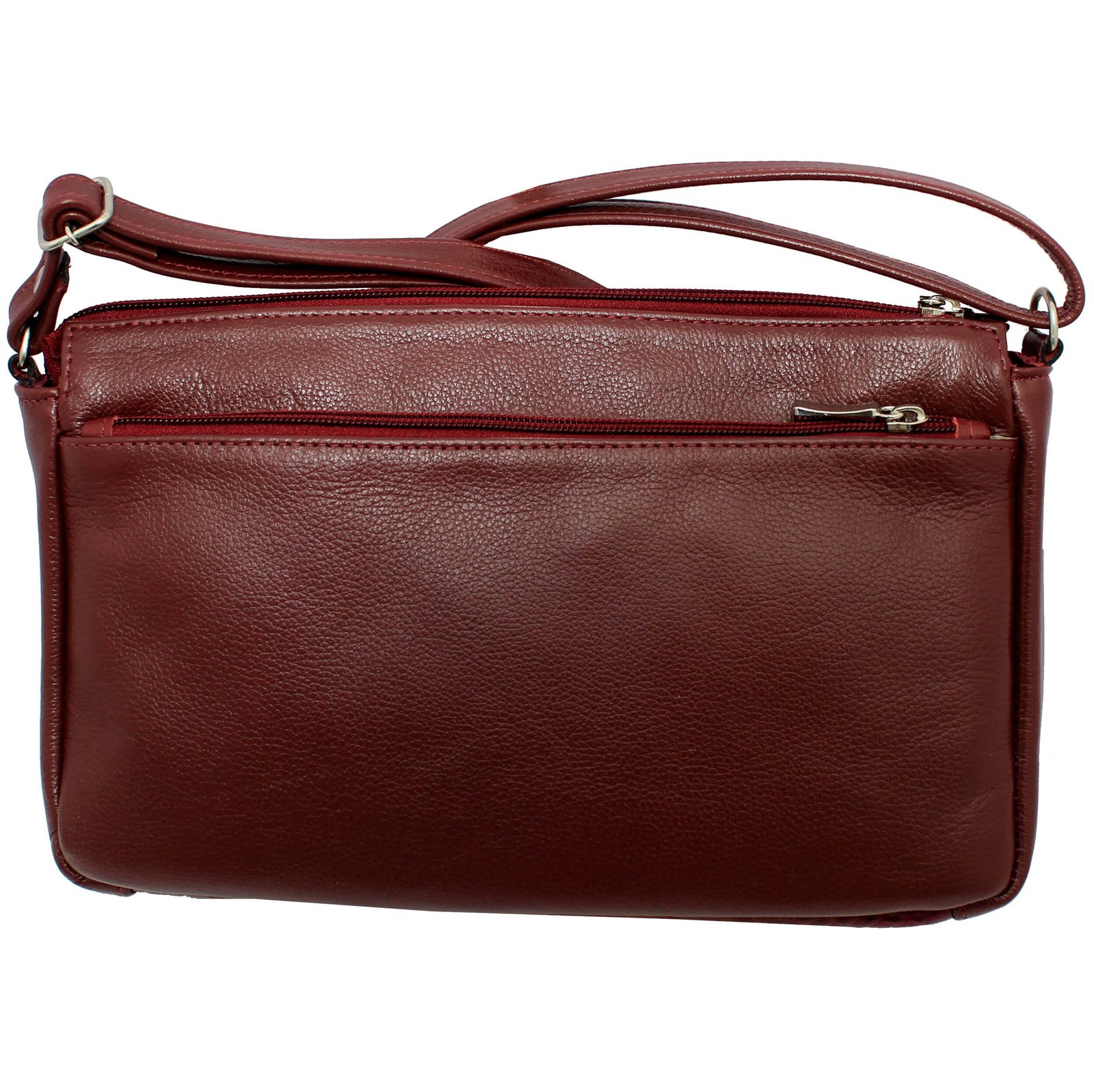 Bolsa Feminina Couro Transversal 4 Zíperes Lisa Casual - Imagem 4