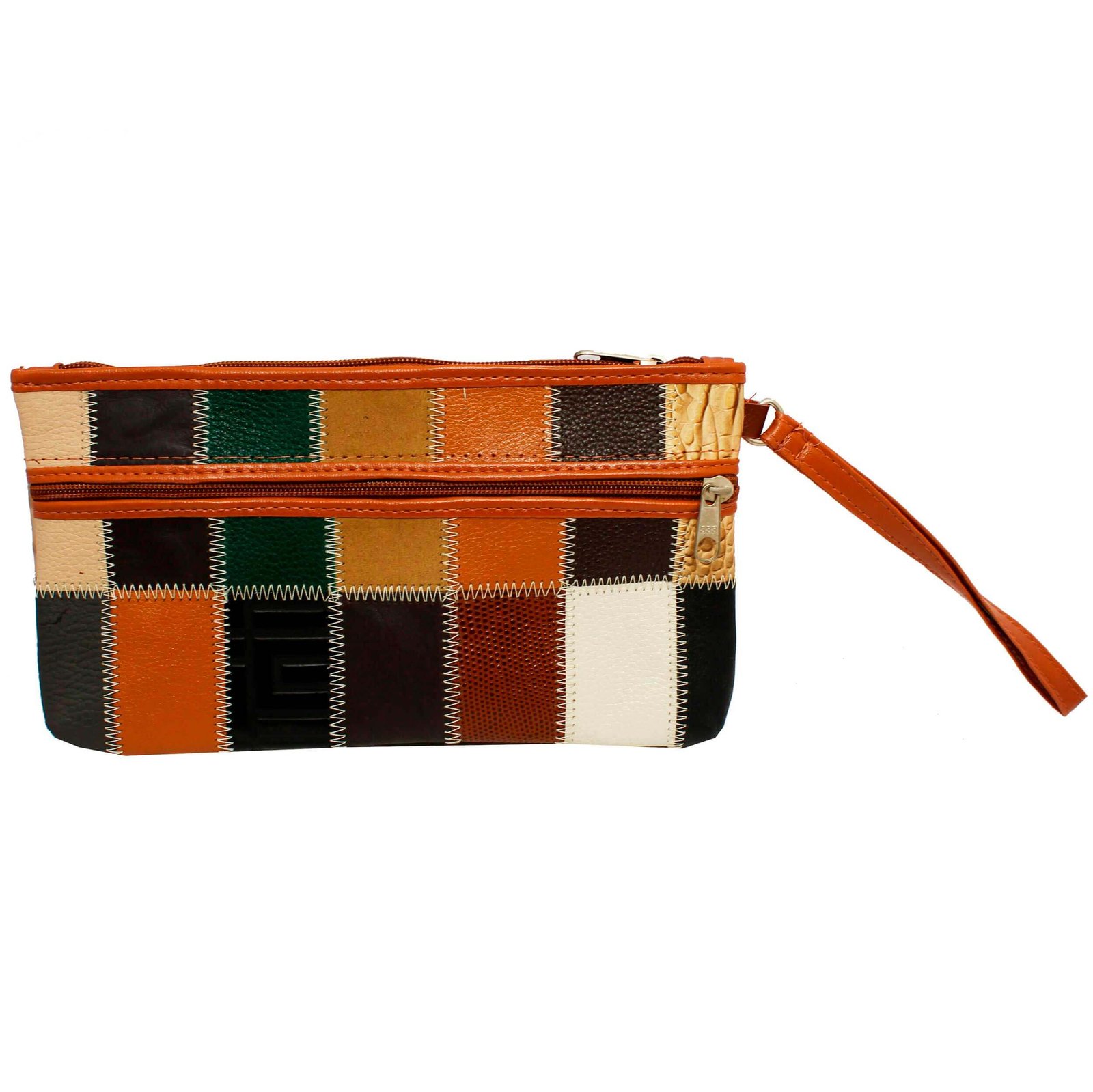 Bolsa Em Retalho De Couro Alça De Mão Carteira - Imagem 8