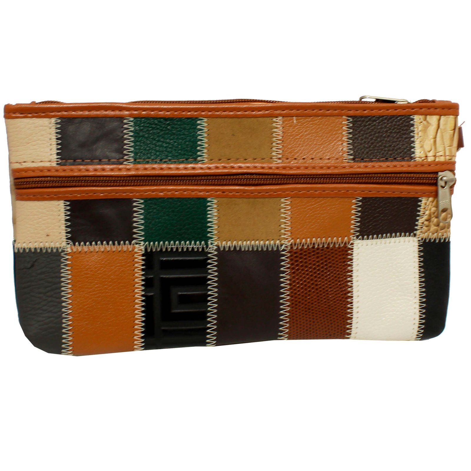 Bolsa Em Retalho De Couro Alça De Mão Carteira - Imagem 7