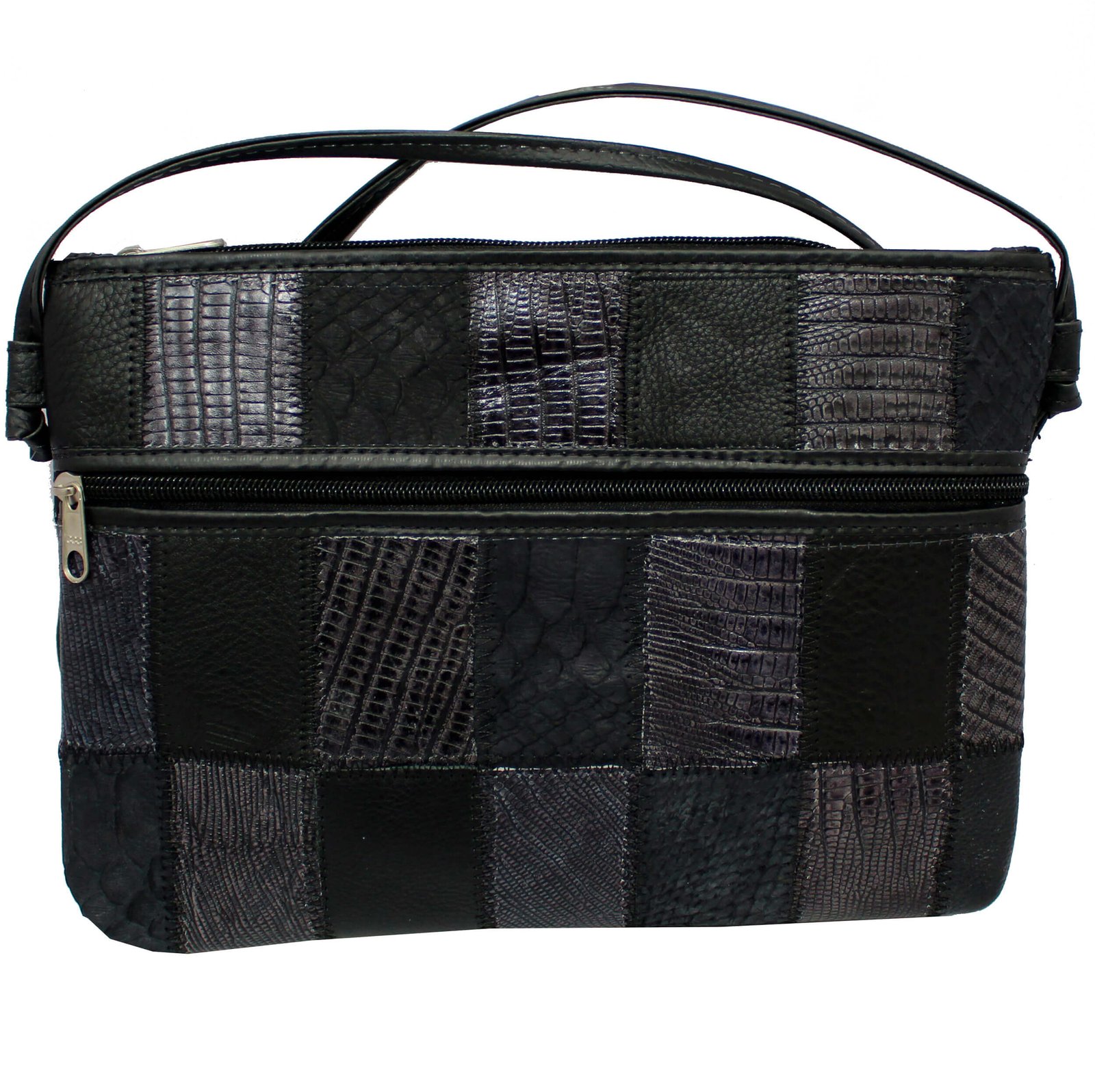 Bolsa De Retalhos Em Couro Transversal Feminina Patchwork Grande - Imagem 3