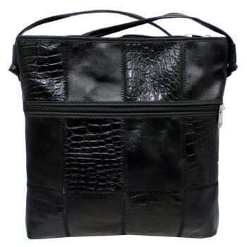 Bolsa De Retalhos Em Couro Transversal Feminina Patchwork Grande - Image 4
