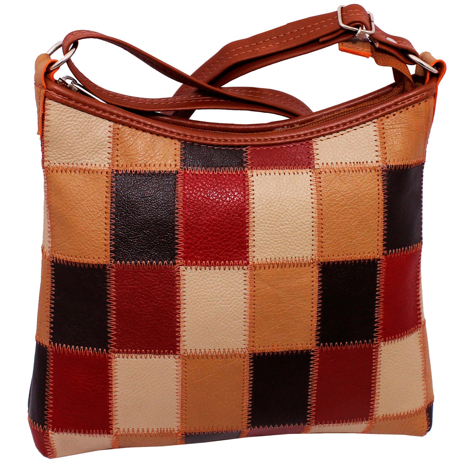 Bolsa Retalhos Couro Legitimo Feminina Transversal Blsr188 - Imagem 2