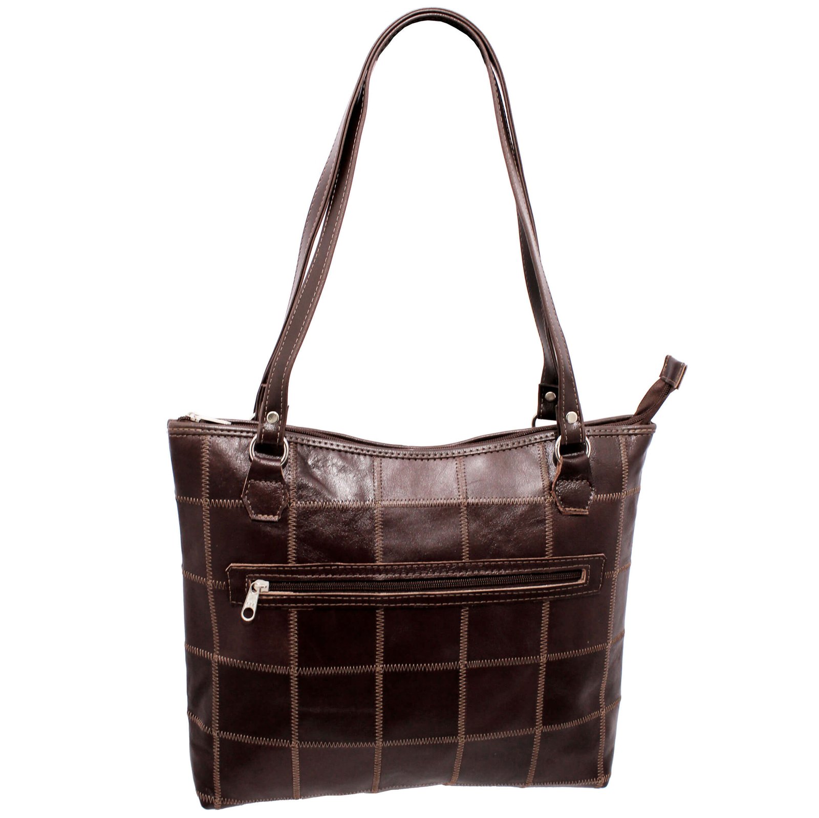 Bolsa Retalhos Couro Legitimo Ombro Feminina Grande Casual - Imagem 9