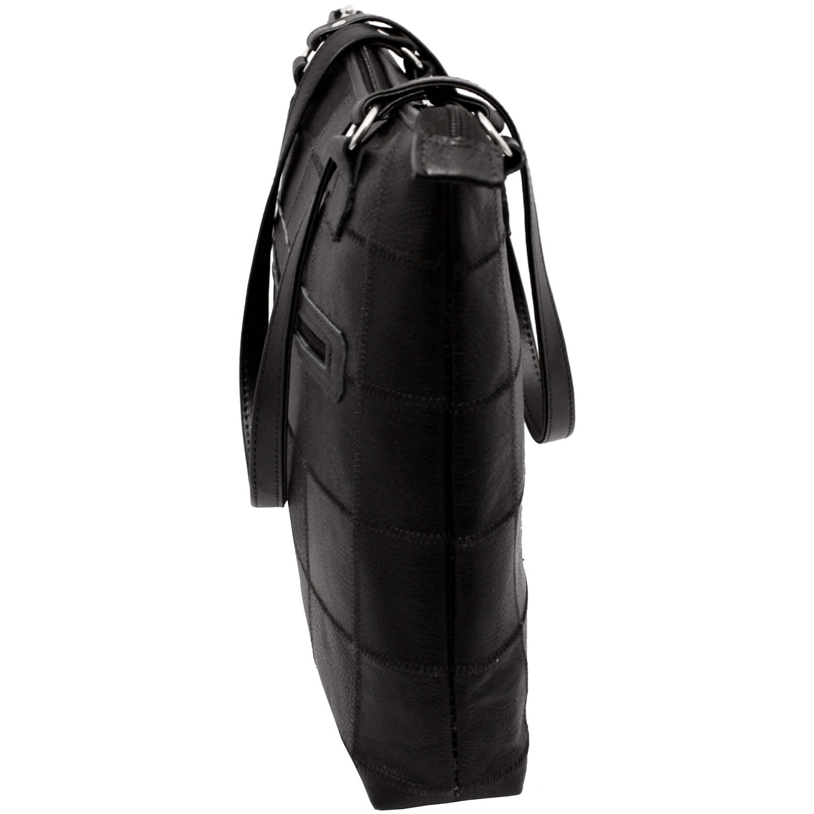 Bolsa Retalhos Couro Legitimo Ombro Feminina Grande Casual - Imagem 5