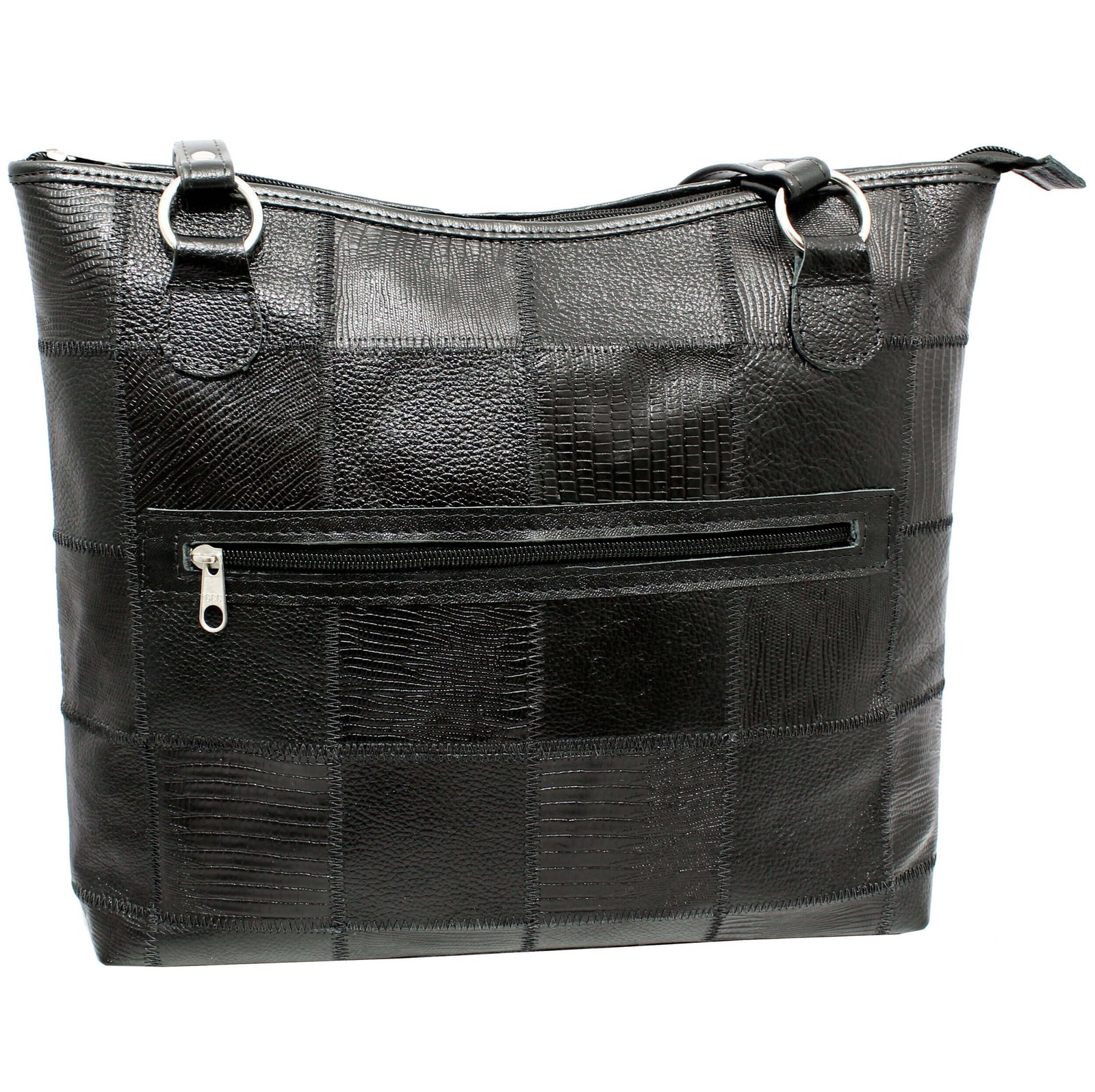 Bolsa Retalhos Couro Legitimo Ombro Feminina Grande Casual - Imagem 3