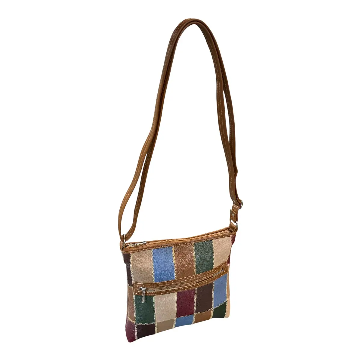 Bolsa Retalhos Couro Legitimo Feminina Transversal - Imagem 2