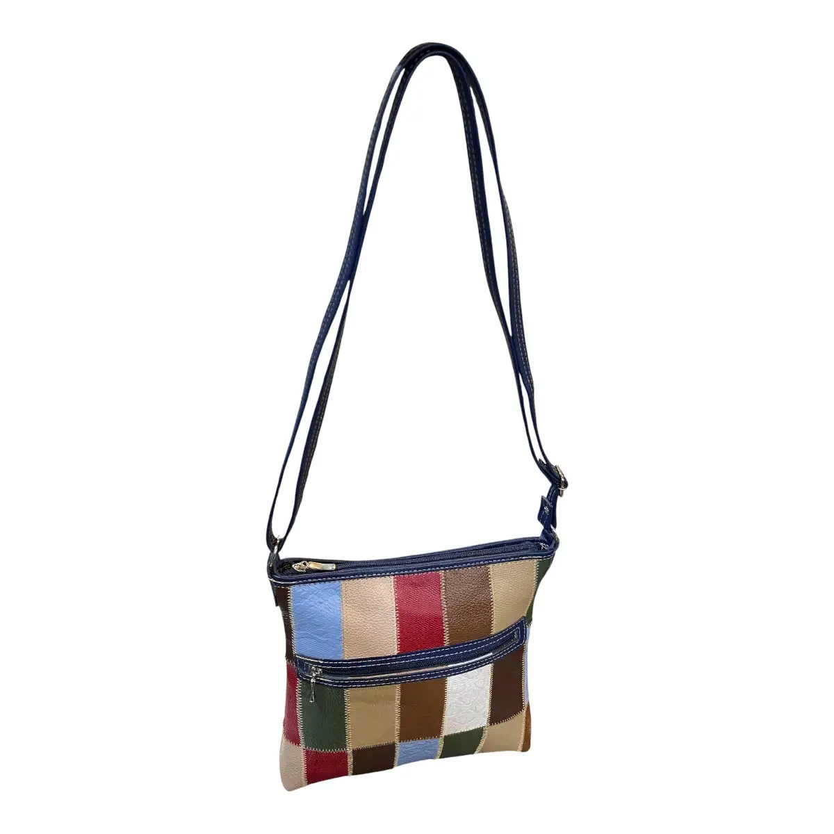 Bolsa Retalhos Couro Legitimo Feminina Transversal - Imagem 9