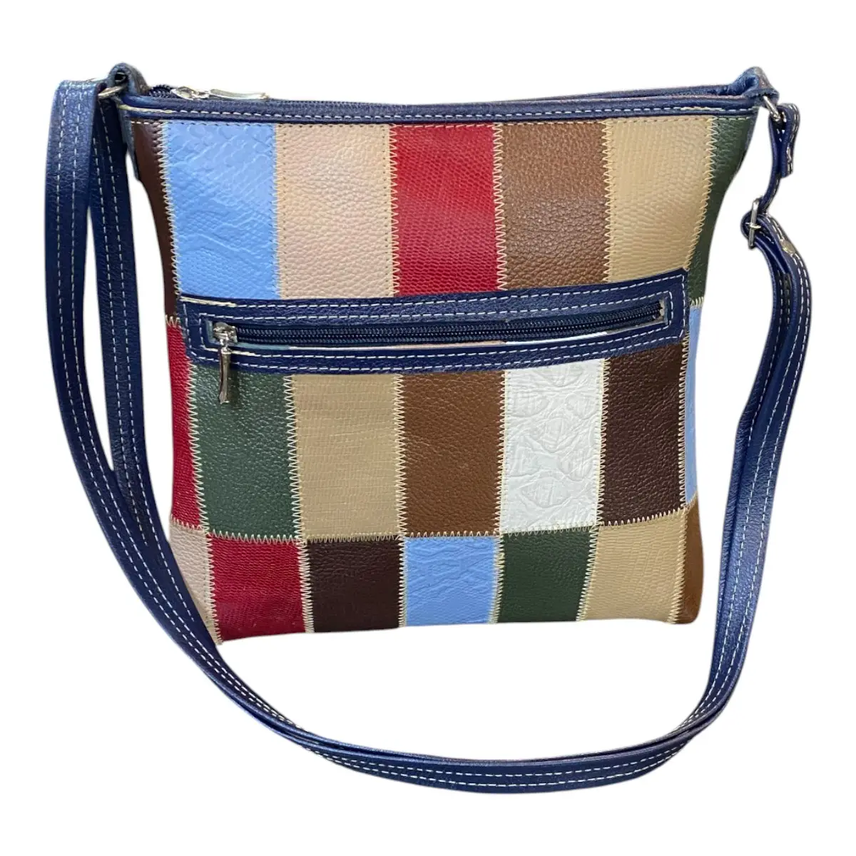Bolsa Retalhos Couro Legitimo Feminina Transversal - Imagem 10