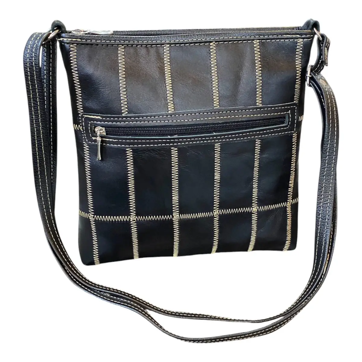 Bolsa Retalhos Couro Legitimo Feminina Transversal - Imagem 20