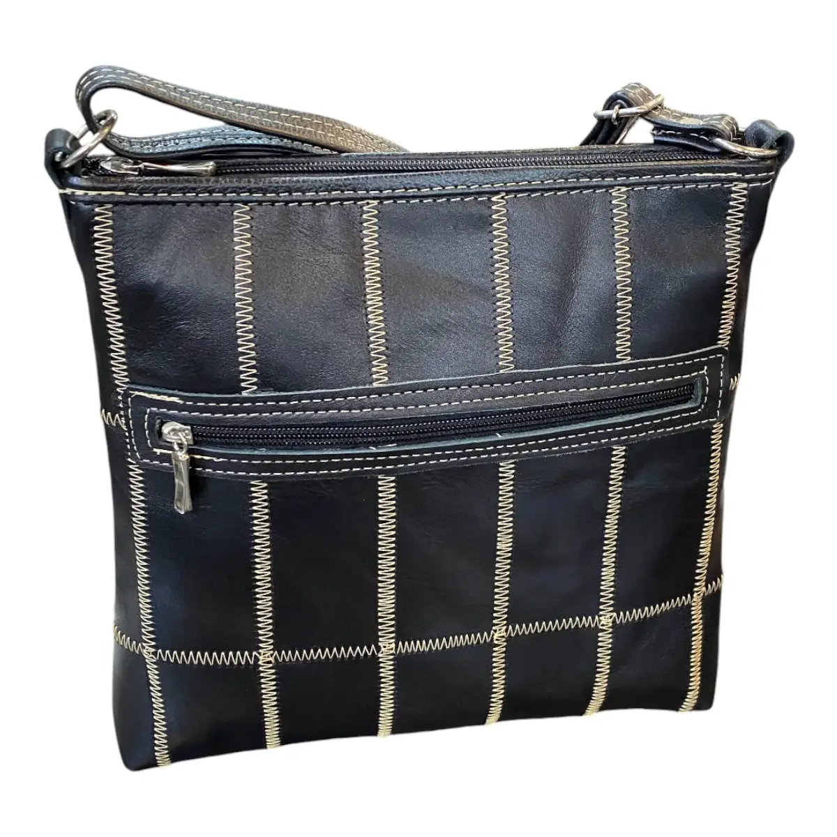 Bolsa Retalhos Couro Legitimo Feminina Transversal - Imagem 21