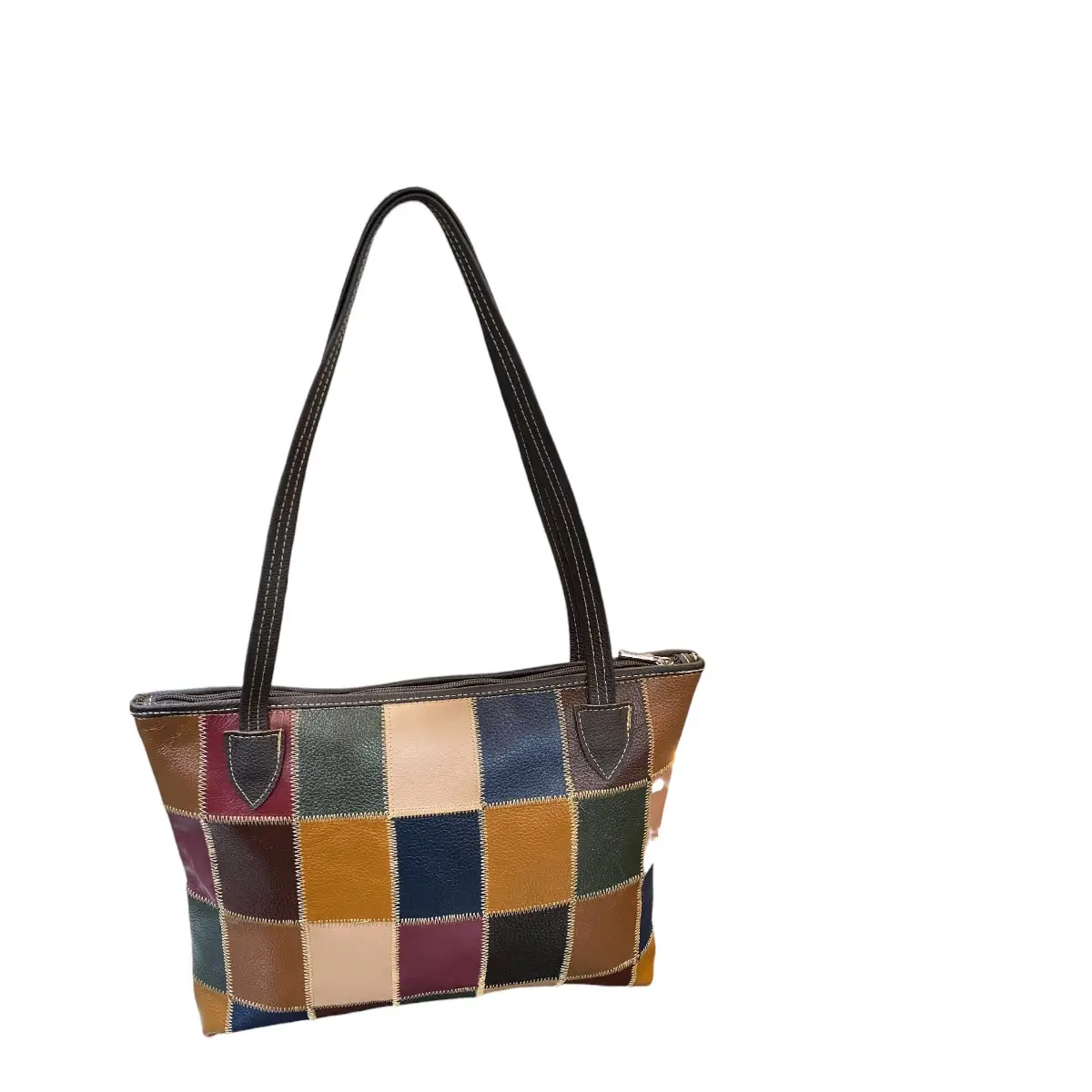 Bolsa Em Couro Retalhos Ombro Feminina Pastel Pasta - Imagem 18