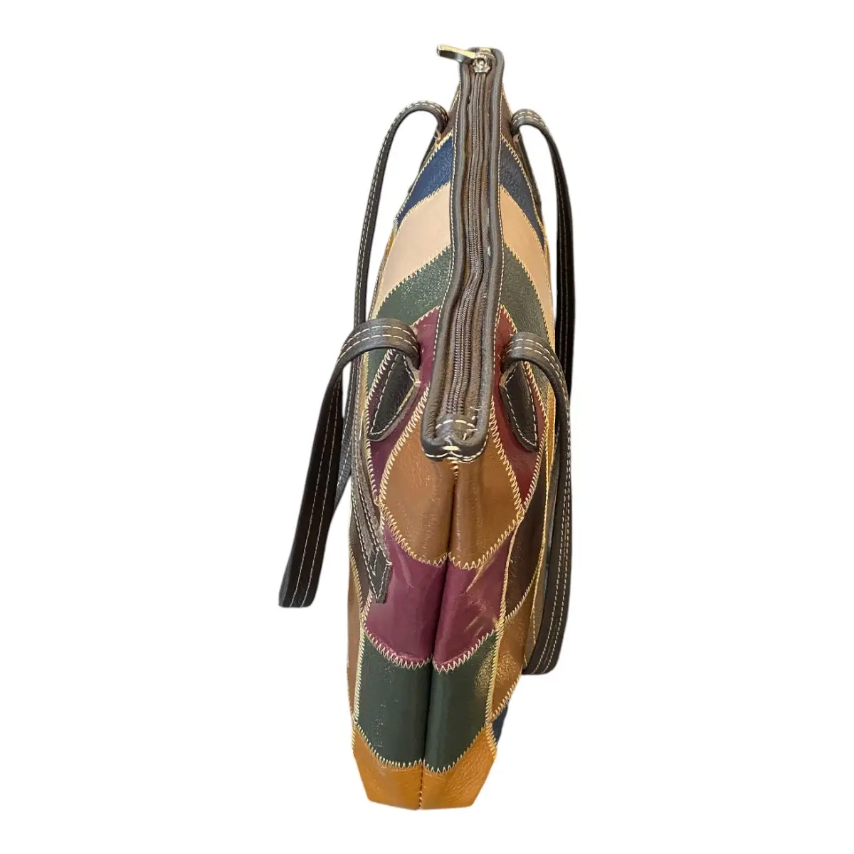 Bolsa Em Couro Retalhos Ombro Feminina Pastel Pasta - Imagem 19