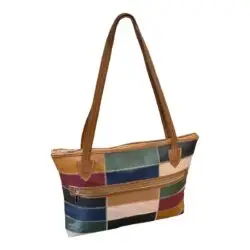 Bolsa Em Couro Retalhos Ombro Feminina Pastel Pasta
